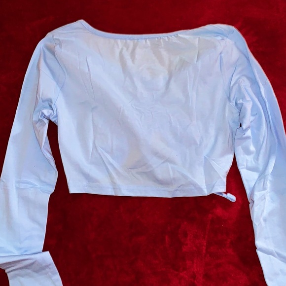 Drawstring Front Ruched Crop Tee - Picture 2 of 3